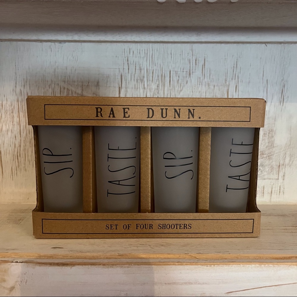 Rae Dunn Set of 4 Shooters SIP TASTE Shot Glass NWT